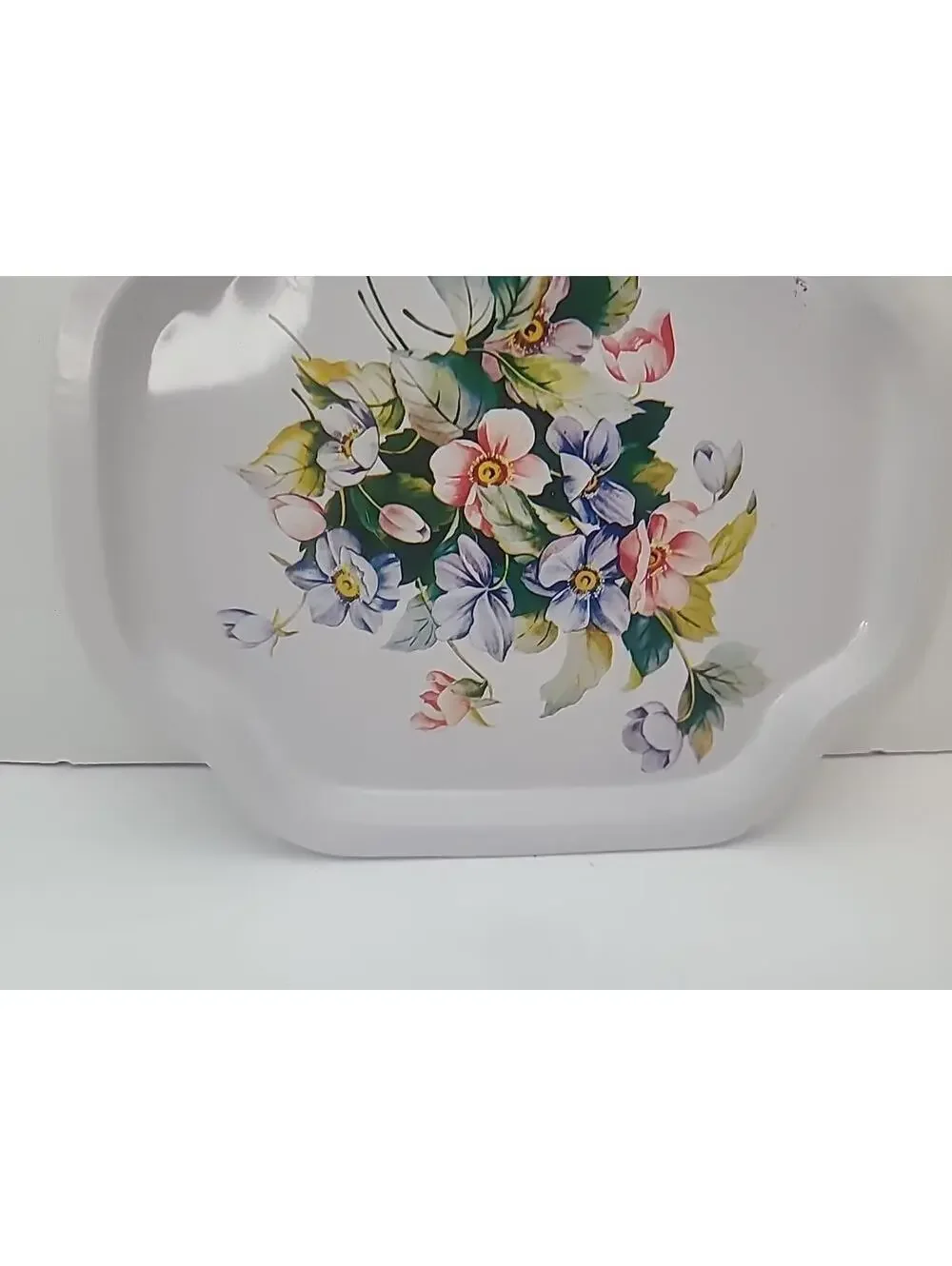 Floral Enamelware Vintage Mini Metal Tray Farmhouse Country Rustic Boho 7.5 Inch